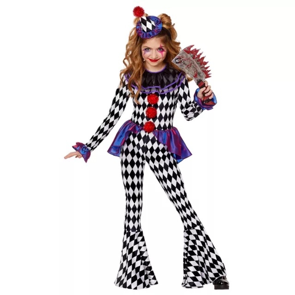 Carnival clown, jester costume spirit Halloween